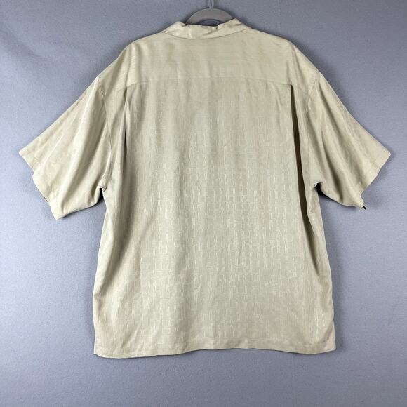 Tommy Bahama Silk Camp Shirt Mens XL Beige Short Sleeve Textured Hawaiian Relax - Picture 10 of 15